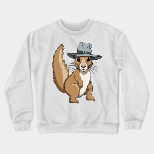 Happy Little Squirrel with Hat Crewneck Sweatshirt